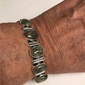 Prehnite Stamped 925 Sterling Silver Bracelet